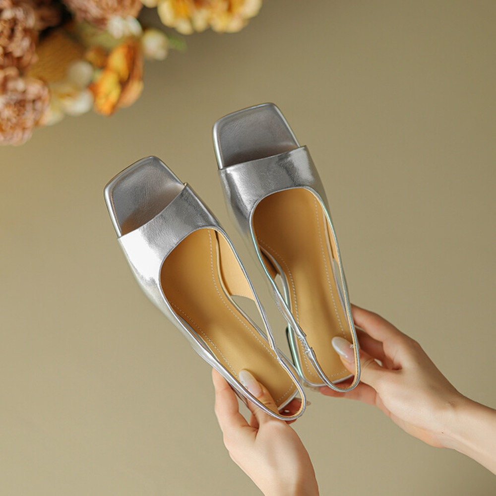 Mule Slip On - Wygodne miękkie wkładki Metaliczne mule na