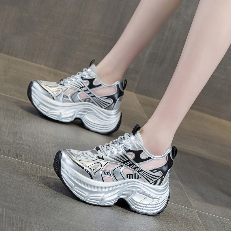 Women'S Shoes Casual Sneakers - Damskie sneakersy na ukrytej platformie podwyższającej