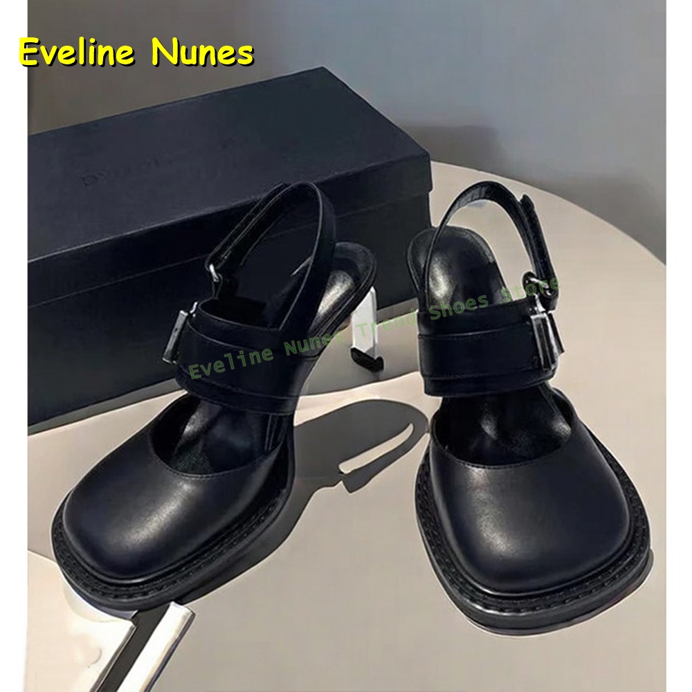 Mule Slip On - Damskie czarne sandały Mary Jane z