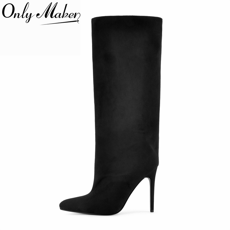 Women'S Shoes Wide Width - Onlymaker Czarne Kozaki za Kolano z