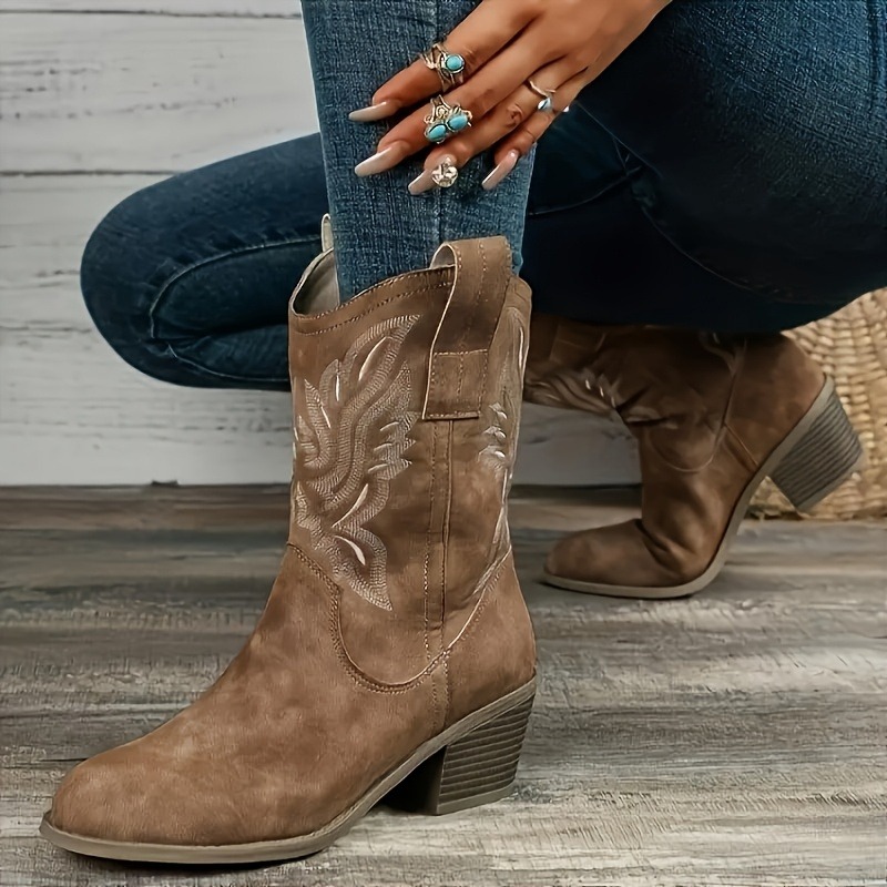 Western Cowgirl Boot - Damskie kowbojki westernowe do połowy łydki,
