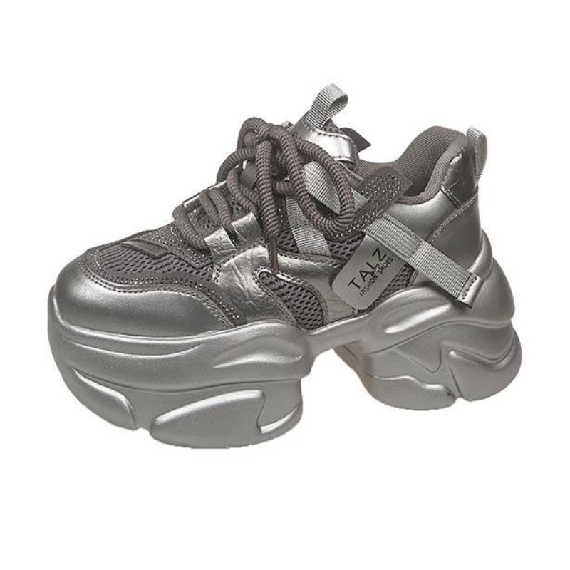Wedge Heeled Sneaker - Damskie sneakersy z siateczki na grubej