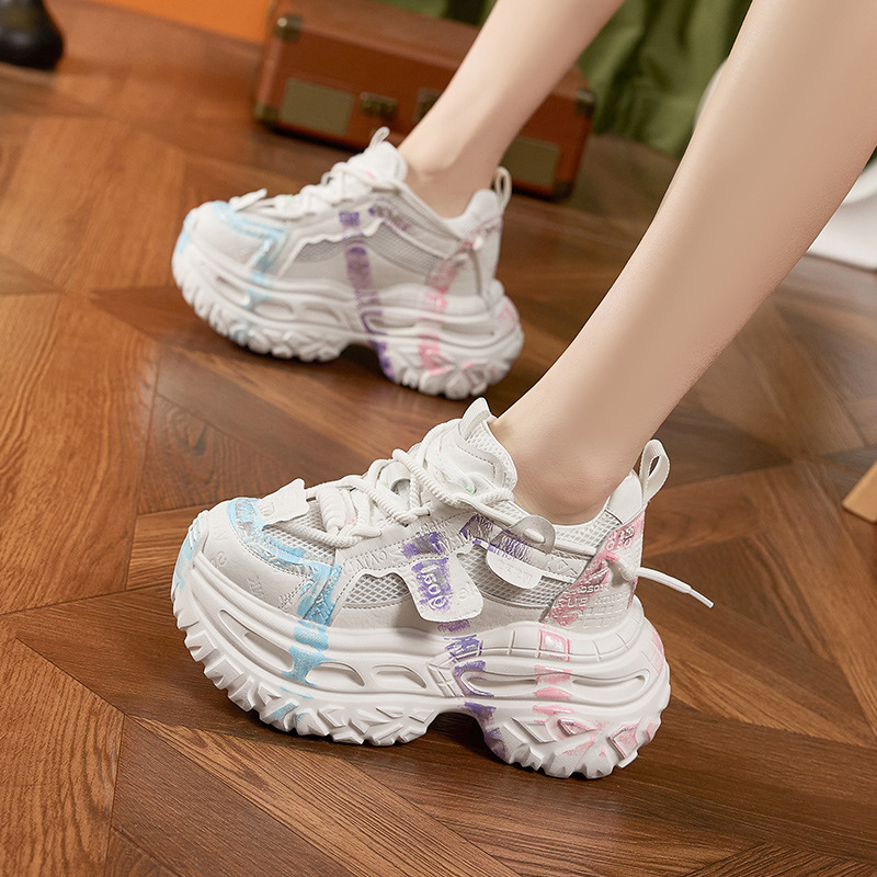 Wedge Heeled Sneaker - Nowe damskie kolorowe sneakersy na platformie