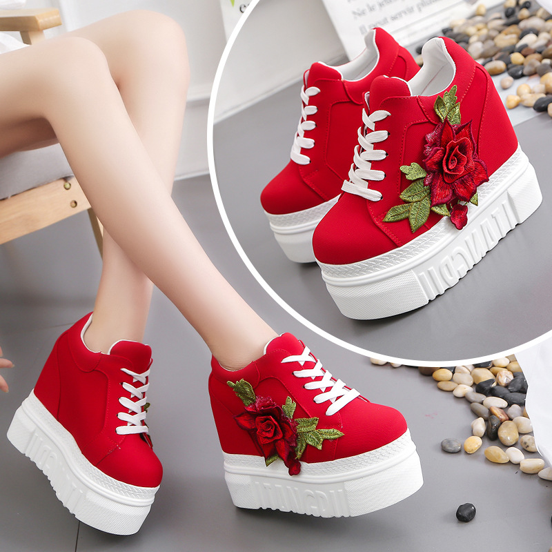 Wedge Heeled Sneaker - Damskie sportowe sneakersy, codzienne buty na