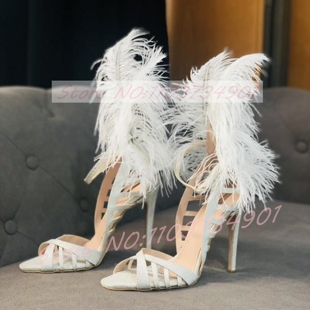 Sandały na szpilce z piórami i – Women'S Shoes Trendy recenzja i cena